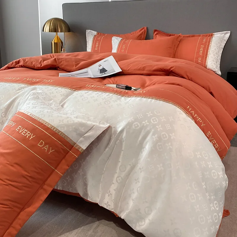 Thickened Quilt Cover Bedding Set Luxury Embroidered Home Bed Linen Set Jacquard Duvet Cover Pillowcases 3/4 Pieces Set