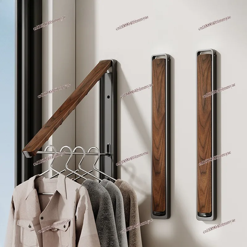 Space Aluminum Wall Mounted Clothes Hanger Foldable Invisible Drying Rack Balcony Bay Window Laundry Organizer