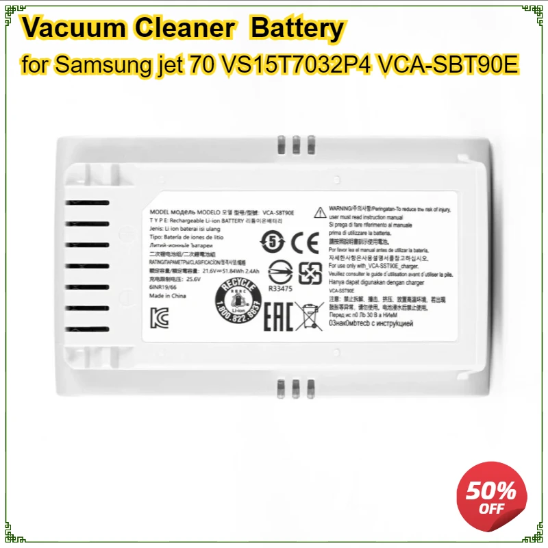 

New Battery for Samsung Jet 70 VS15T7032P4 VCA-SBT90E Vacuum Cleaner Batteries 2.4Ah 21.6V