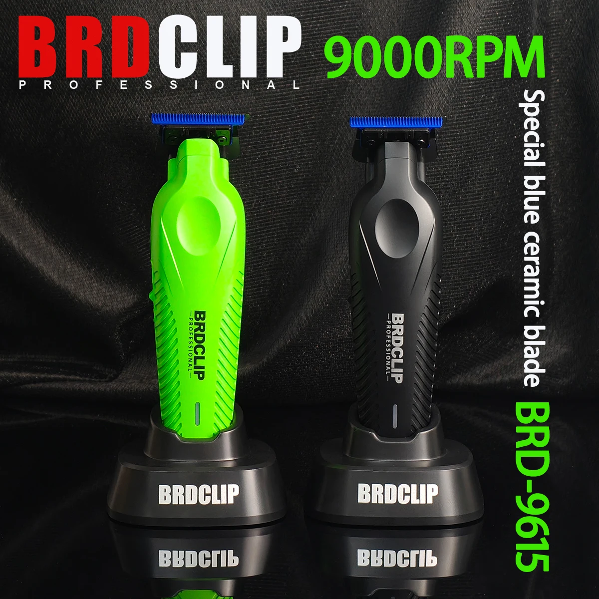 Professional New BRDCLIP BRD-9615 Electric High Motor 9000RPM Hair Trimmer Special Blue Ceramic Blade with Charging Base for Men