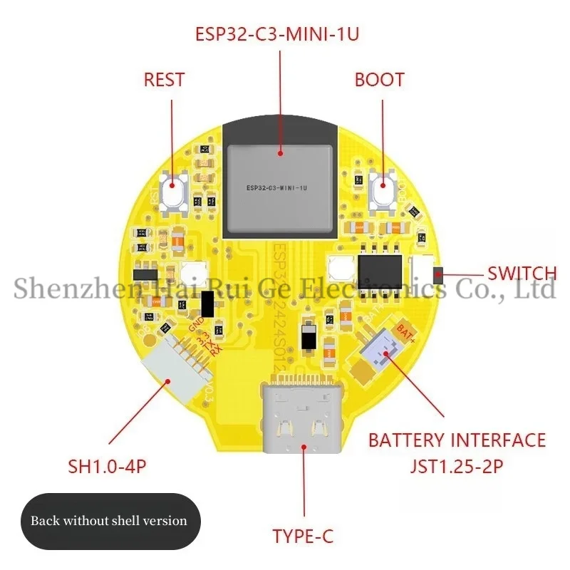 ESP32-C3 開発ボード 1.28 インチ円形 LCD ディスプレイ タッチ スクリーン、Wi-Fi Bluetooth モジュール付き