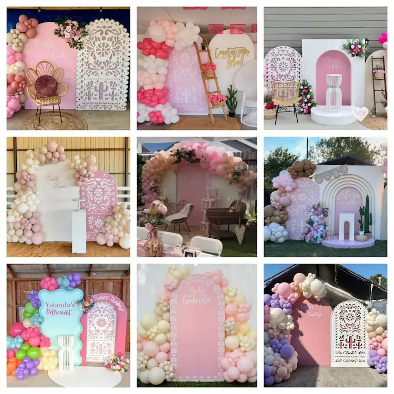 Mehofond personalizado 2 caras Rosa Cielito Lindo Fiesta mexicana niños cumpleaños boda cubierta de despedida de soltera arco decoración telón de fondo foto