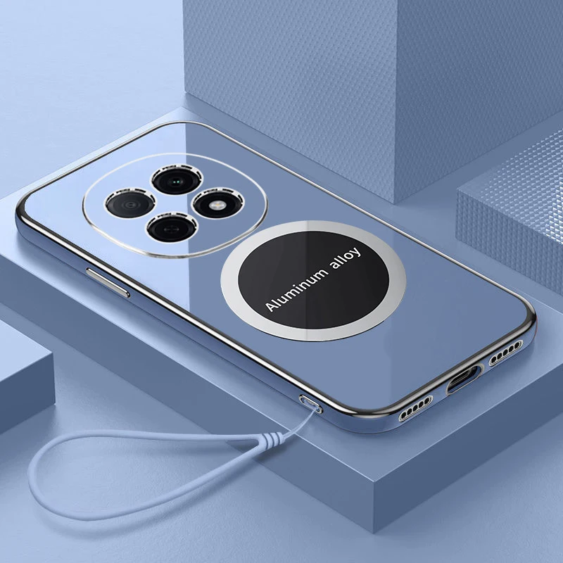 Pour Huawei nova 13i étui Huawei nova 12i coque de téléphone attraction magnétique luxe carré placage antichoc Silicone couverture arrière