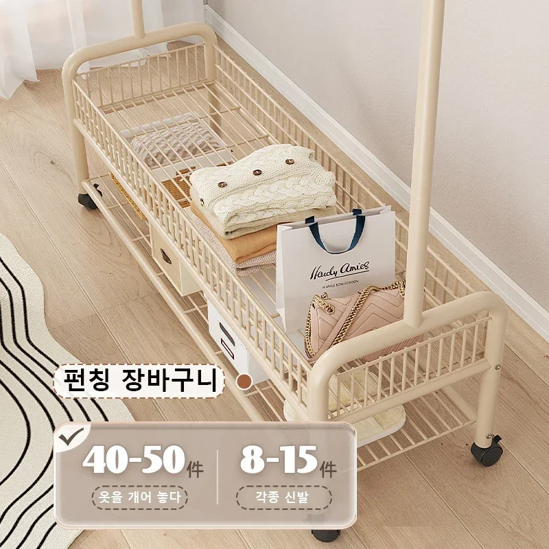 Movable Clothes Rack Floor Hanger Stand Storage Wardrobe Hat Stand Storage Box Bedroom Furniture perchero de pie Coat Rack Hook