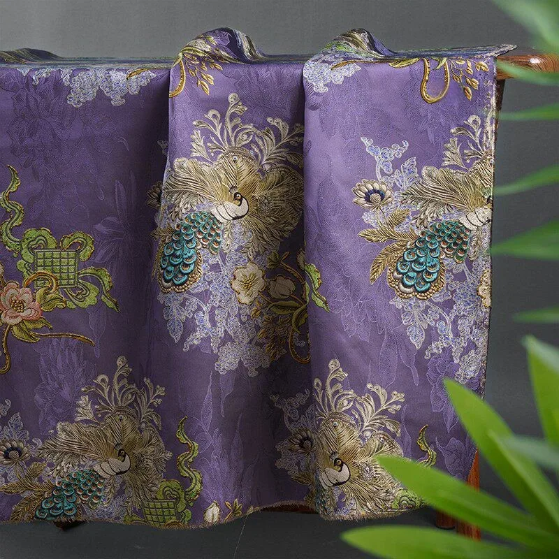 

50x145cm Peacock Chinese Gauze Flower Fabric Jacquard Exquisite Hanfu Dress Material DIY Sewing Craft Clothing Supplies