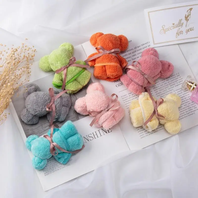 

Cute Bear Towels Bathroom Face Hand Washcloth Gift Long Fiber Absorb Water Household Bath Towel Baby Shower Party Favors Gifts