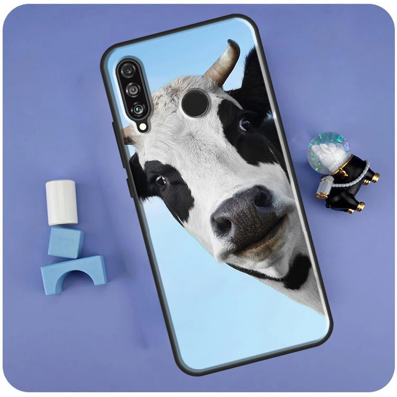 Funny Cow Face Case para Huawei, Nova 11i 3i 7i 8i Y91 Y60 Y70 Y61 Y90 Nova 11 Pro 10 9 SE P20 P40 P30 Lite