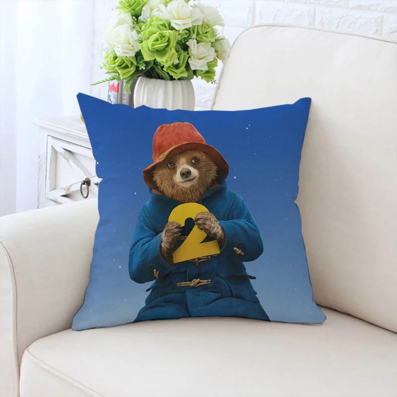 40x40cm pillowcase P-Paddington bear double-sided printed custom sofa cushion cover bedside backrest office chair waist cushion