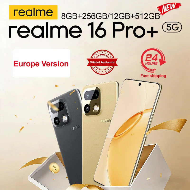 realme 16 Pro Plus 5G Smartphone 2026 New Snapdragon 7 Gen 4 200MP Camera 6.8'' AMOLED 144Hz Curved Display 7000mAh Battery NFC