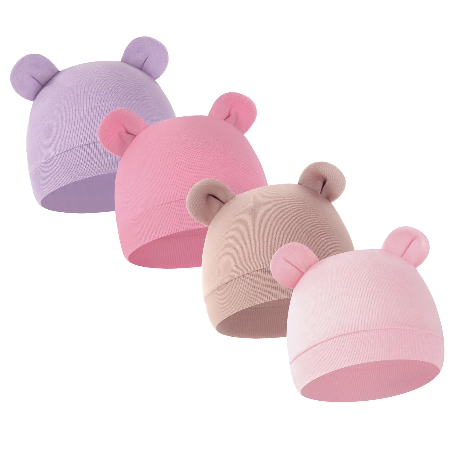 

Однотонная однослойная шапка с Микки Маусом для новорожденных, милая шапка-бини с ушками для мальчиков и девочек