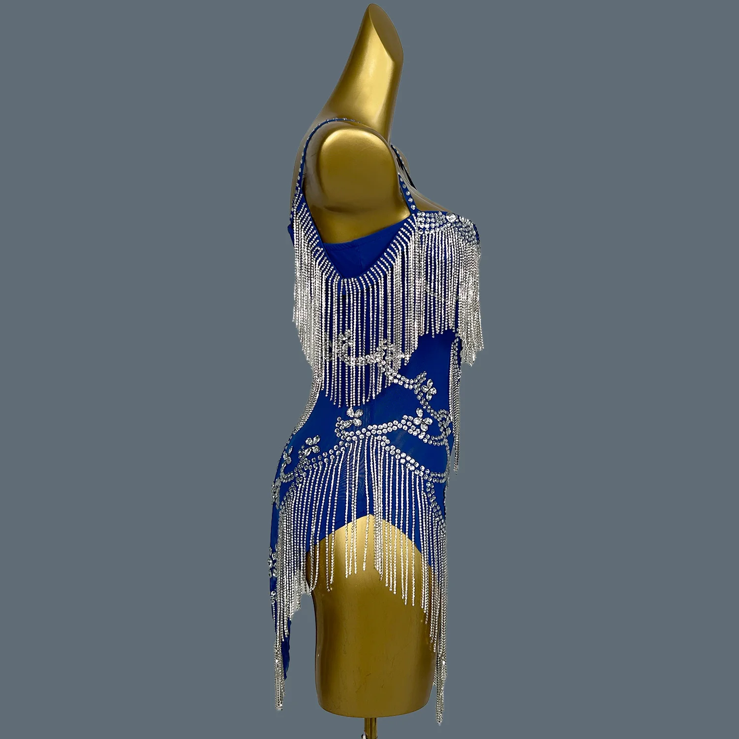 Sparkly เพชรพรหม Gowns Fringes ชุดเดรสแขนกุดผู้หญิงเต้นรําเครื่องแต่งกายฉลองชุดราตรีแสดง Dancer เวทีสวมใส่ Yelian