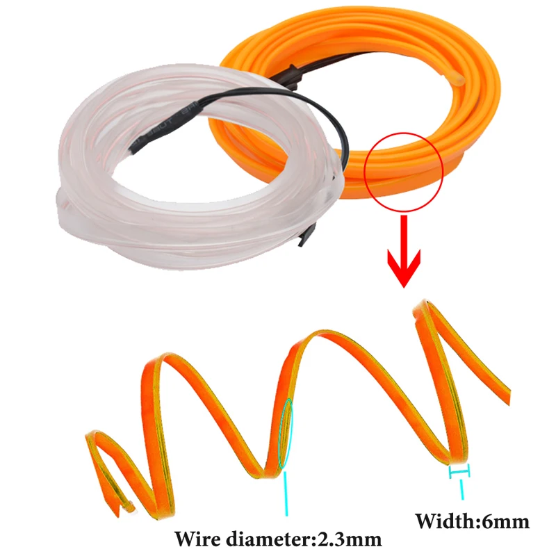 1M/3M/5M Car Interior Led Decorative Lamp EL Wiring Neon Strip For Auto DIY Flexible Ambient Light USB Party Atmosphere Diode