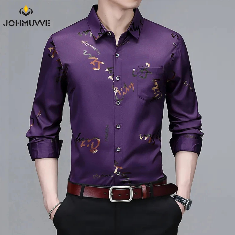 Men\'s Casual and Fashionable Long Sleeved Printed Shirt, Non Ironing and Wrinkle Resistant Business Top