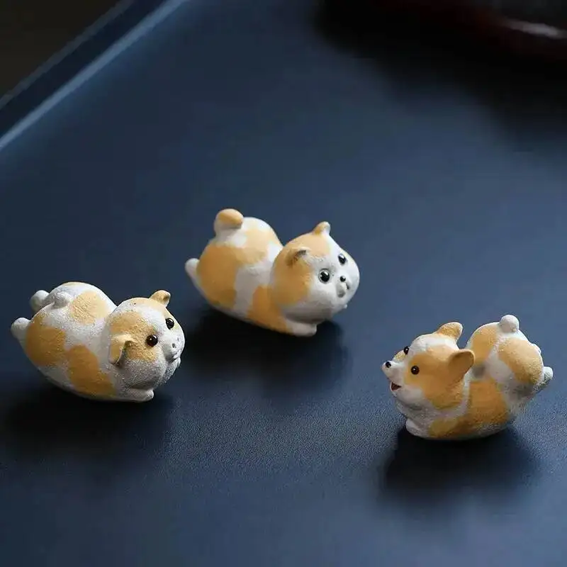 Purple Clay Tea Pet Puppy Figurine Budaiweng Piglet Cat Handmade Lifelike Tea Gamer Home Decoration Little Flying Pig Чаепитие