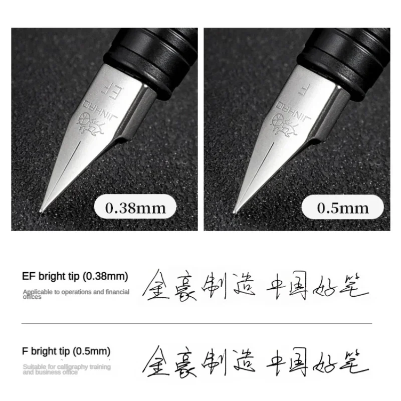 Imagem -06 - Jinhao 65 Caneta Tinteiro f ef 0.3 mm Nib de Fosco Preto Escrita Canetas de Tinta Negócios Escritório Material Escolar Papelaria Aço Inoxidável