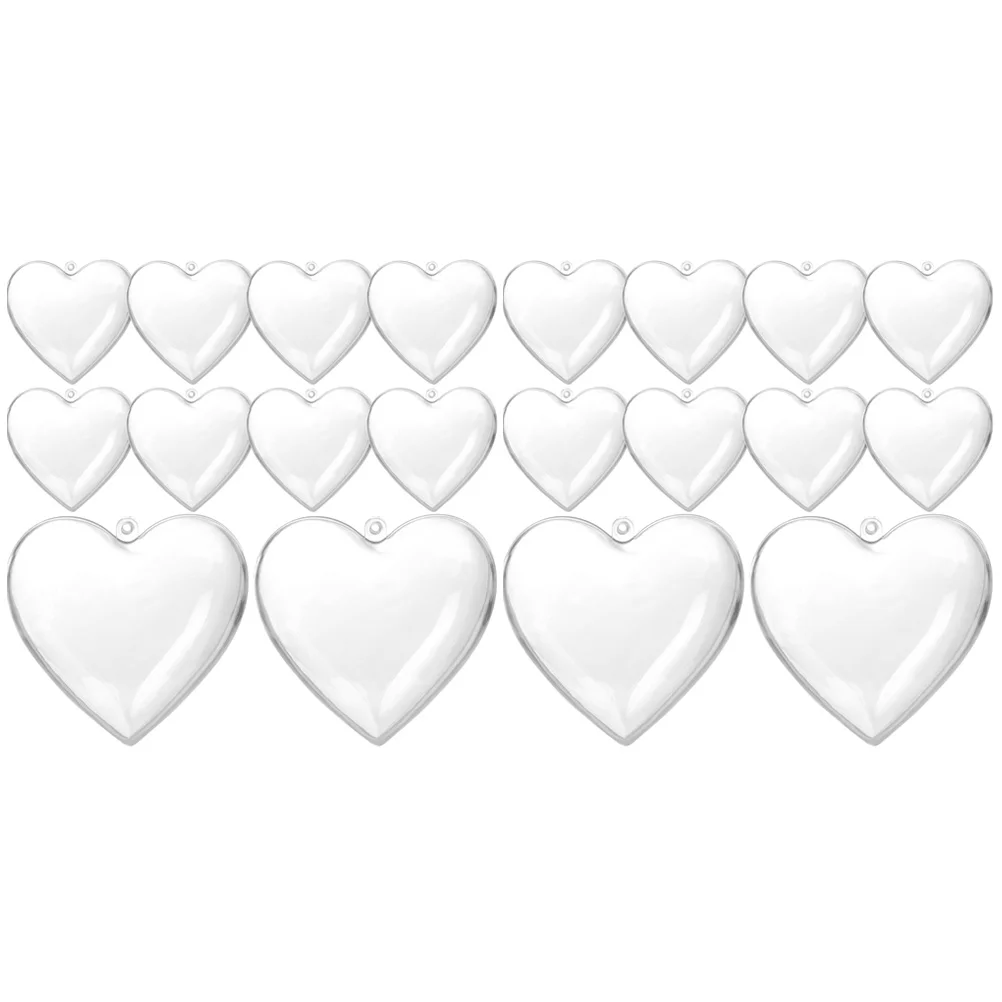 

20pcs Plastic Fillable Heart Balls 80x78x46mm DIY Mold Fillable Heart Ball Wedding Christmas Decor Hanging naments Gifts