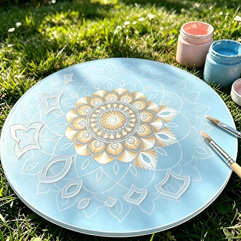 YOMDID 42-teiliges transparentes PET-Mandala-Schablonen-Set zum Selbermachen, Kunsthandwerk-Schablone mit 14 Grundmustern in 3 Größen, perfekt für Punktmalerei – Detail 4