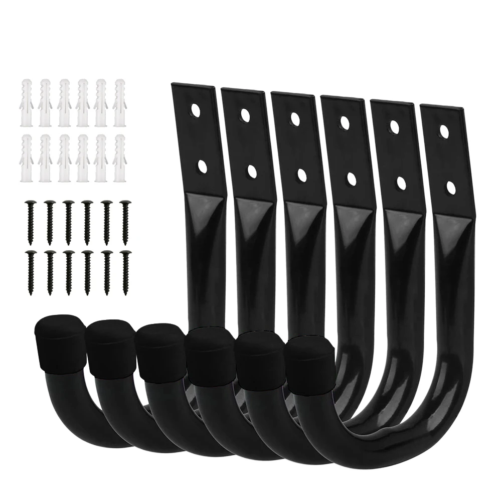 For Hanging Solutions Heavy Duty Garage Wall Hooks Set of 6 Perfect for Tool Organization and Storage Efficiency