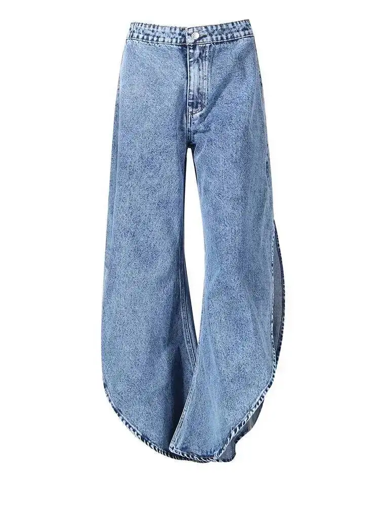 Ruffles Tank Blue Top Wide Leg Pants Two Piece Suit New Round Neck Sleeveless Women Fashion  Spring Autumn 2026 UDFD - view 4