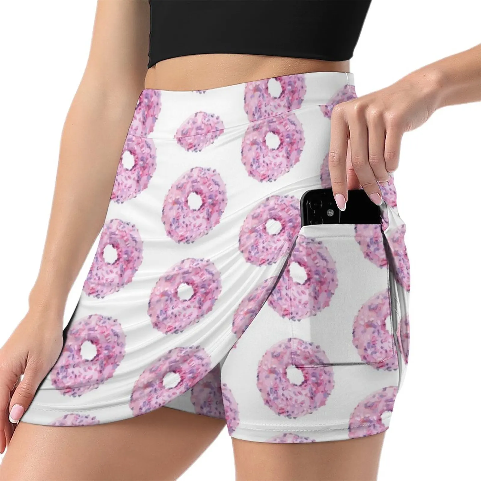 Strawberry-Sprinkled Donut Illustration Mini Skirt kawaii clothes cosplay