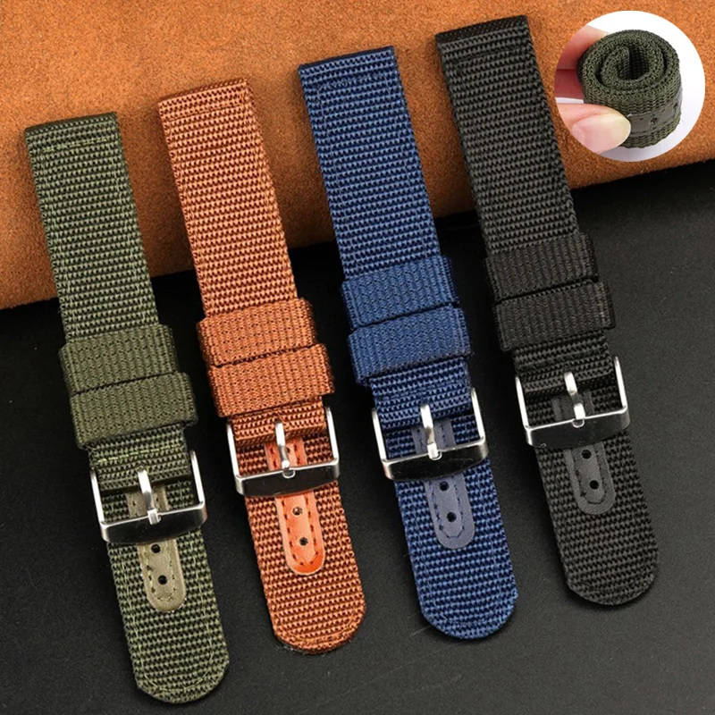 Nylon Strap 18mm 20mm 22mm 24mm Canvas Watchband Soft Military Sport Breathable Bracelet Universal for Seiko for Rolex Wristband