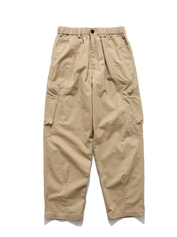 

Retro Japanese Street Sle Casual Pants Men's Outdoor Pure Color Faionable Workwear Long Trousers Summer Loose Fit