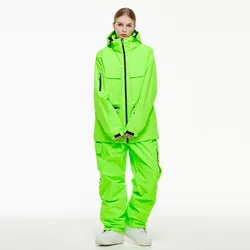 Oloey Ski bekleidung Frauen Mann Kapuzen pullover reflektierende Trend Ski bekleidung verdickte Wärme und wasserdichte Ski ausrüstung Ski anzug Frauen