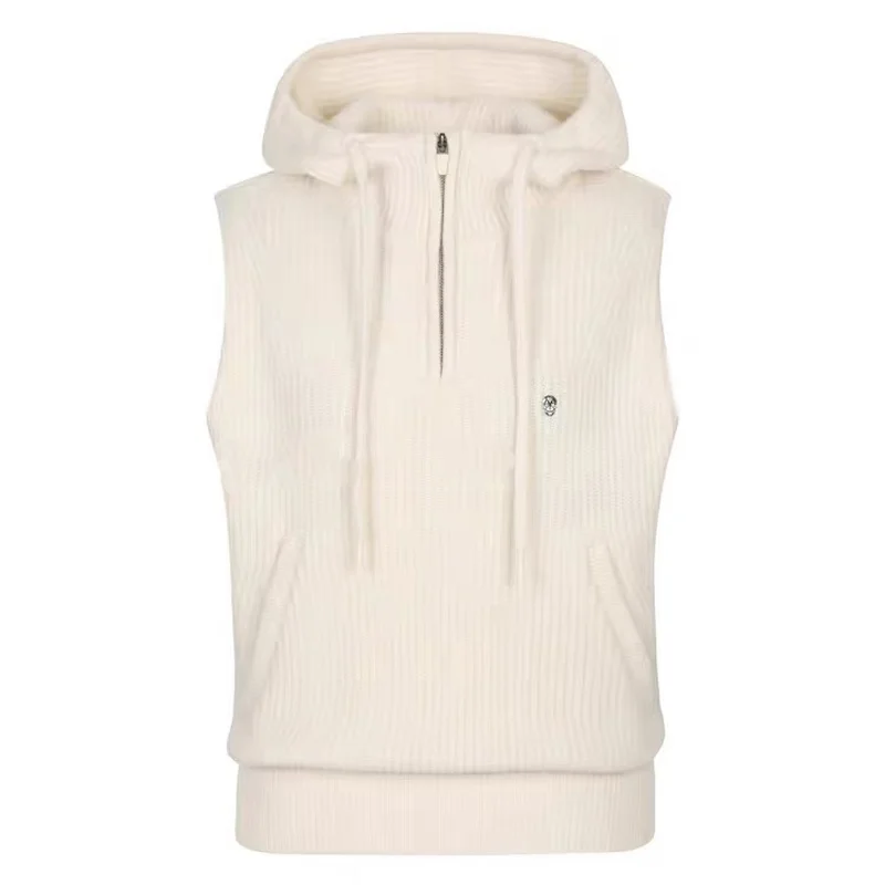 Golf Clothing Women's Top 2025 Autumn/winter New Sports Badminton Versatile Thick Knit Hooded Golf Vest