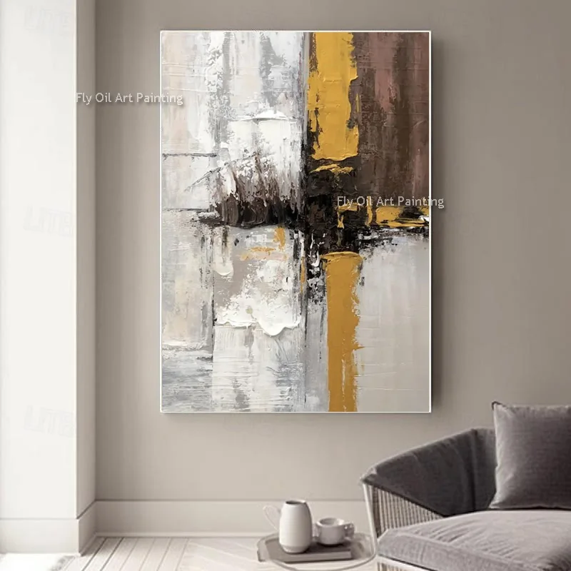 Black Brown Abstract Canvas Thick Artwork Handmade Brown Beige Simple Oil Painting New Design Artwork For Home Decor As Gifts