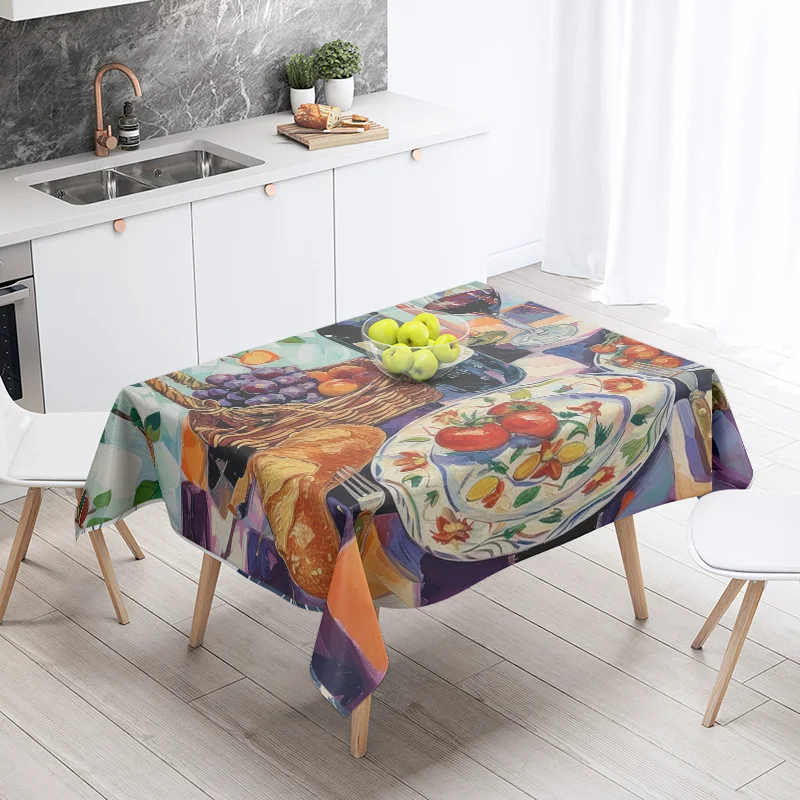 New Abstract Tea Tablecloth Waterproof and Oil-proof Dining Tablecloth Nordic Wind Bar Tablecloth Home Decoration