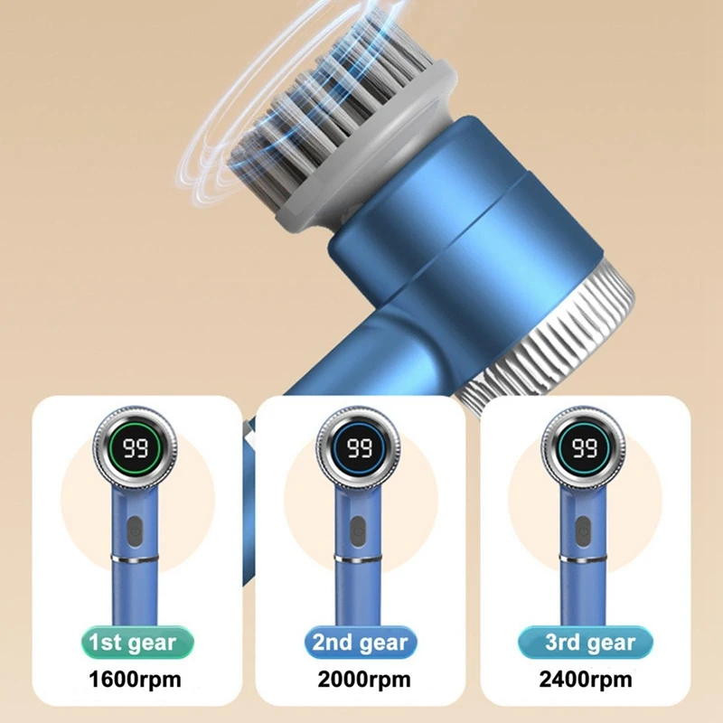Spazzola per la pulizia elettrica con 5 teste e 3 velocità Scrub elettrico IPX7 spazzola per la pulizia portatile multifunzionale impermeabile