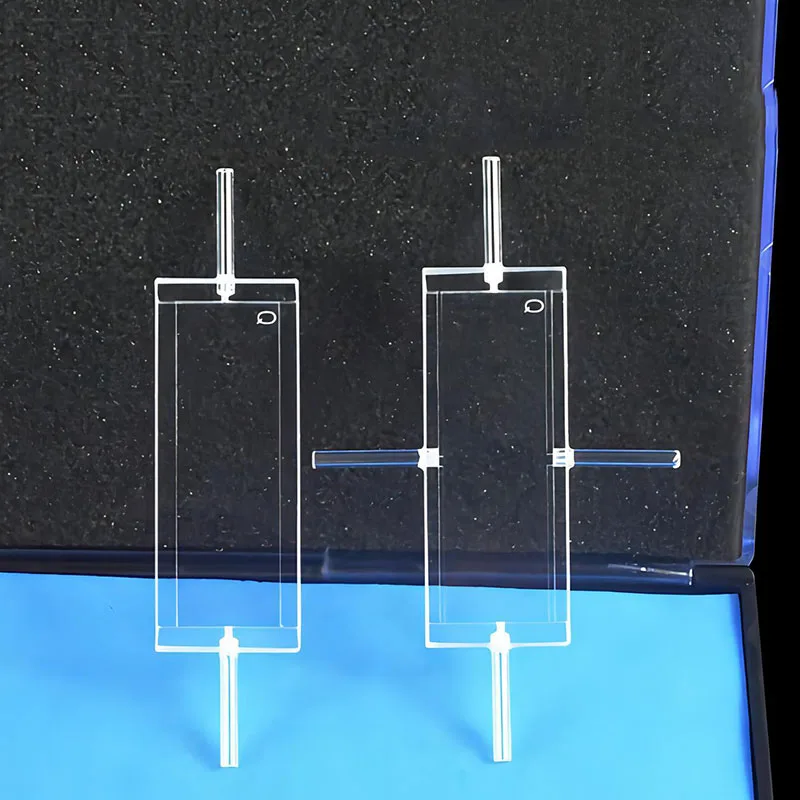 UV 변속기 광학 경로 석영 플로우 셀 비색 접시 유리관 조인트, 1 개, 1mm