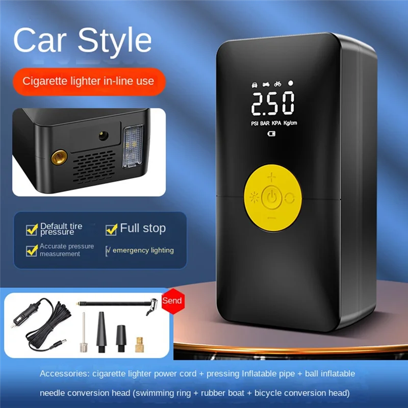 AD41-перезаряжаемый воздушный насос для накачивания шин портативный компрессор цифровой беспроводной автомобильный насос для накачивания шин для велосипедного мяча