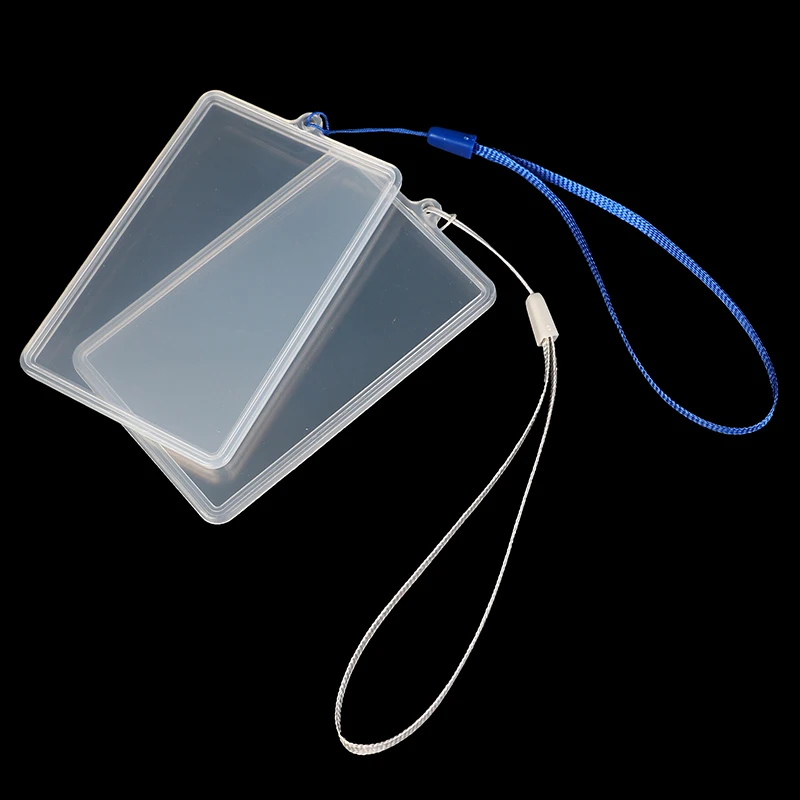 Transparent Flip Case Cover ID Card Holder with Lanyard Name Tag Student Bus Card Credit Card Employee Access Card Holder