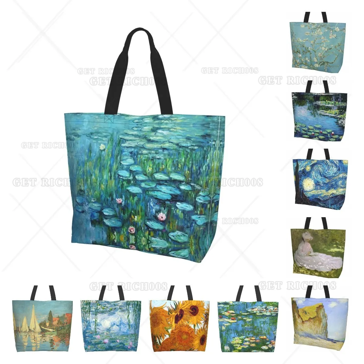 Monet Art Lotus Women Shoulder Shopping Bag Eco Bag Cute Tote Bag Fashion One Size Large HandBag Tote Bags Fashion