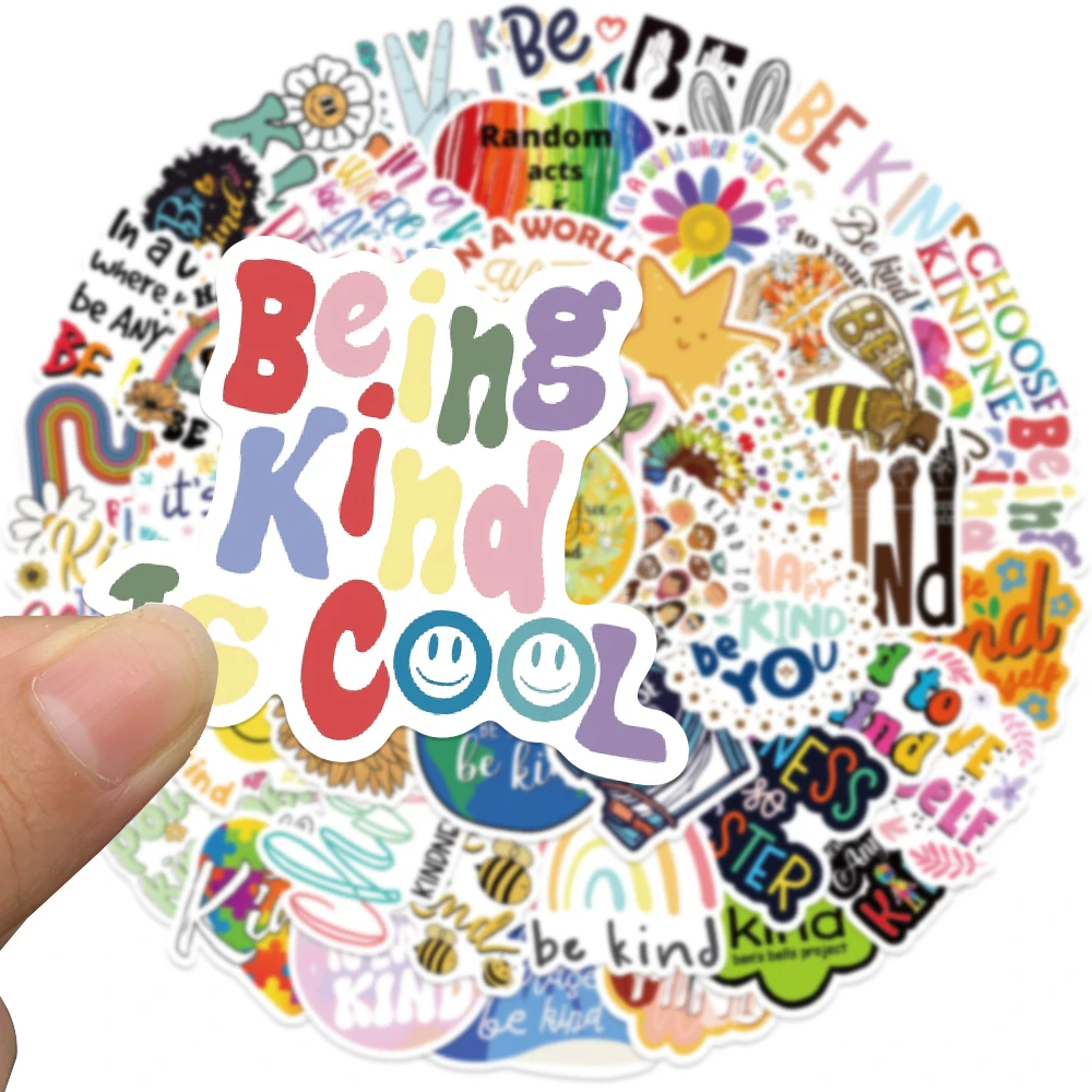 50pcs Be Kind Friendly Psychology Stickers DIY Laptop Luggage Skateboard Scrapbook Vinyl Waterproof Graffiti Decals Stickers