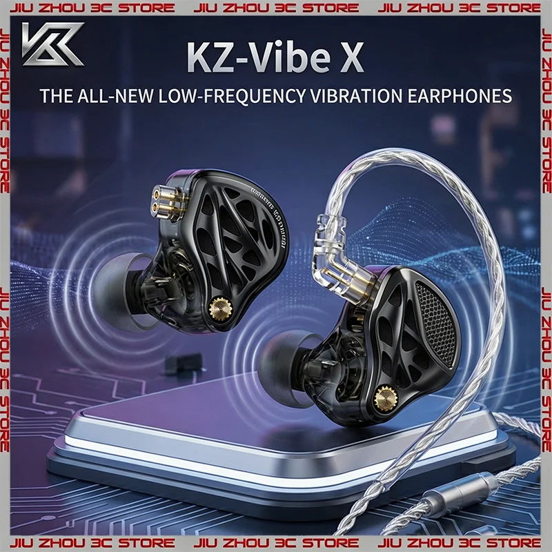 KZ Vibe X Wired Earphones 13mm Vibration Bass HiFi Stereo In Ear Headphones With Mic 3.5mm Sport Gaming Detachable Cable