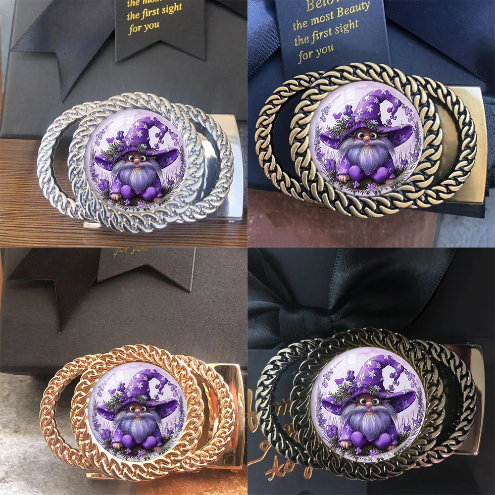 Purple flower dwarf automatic ratchet belt buckle fashion personalized waist accessory best gift for friends