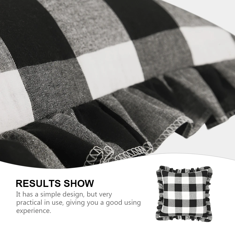 

Ruffle Pillowcase Checkered Polyester Cover Decorative Home Office Plaid Cases Simple Design Practical Use Comfortable