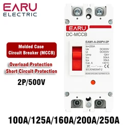 2P DC 500V DC Solar Molded Case Circuit Breaker MCCB Overload Protection Switch Protector for Solar Photovoltaic PV 100A 125A