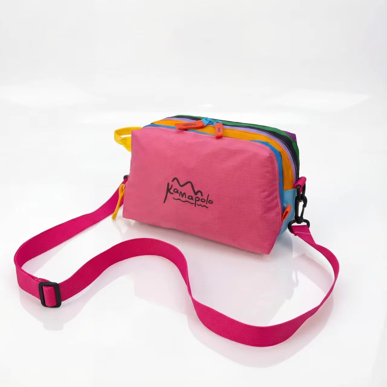 Outdoor Color-blocking Candy Nylon Grid Zipper Three-layer Partition Large Capacity Portable Fashion Eco-Friendly Water