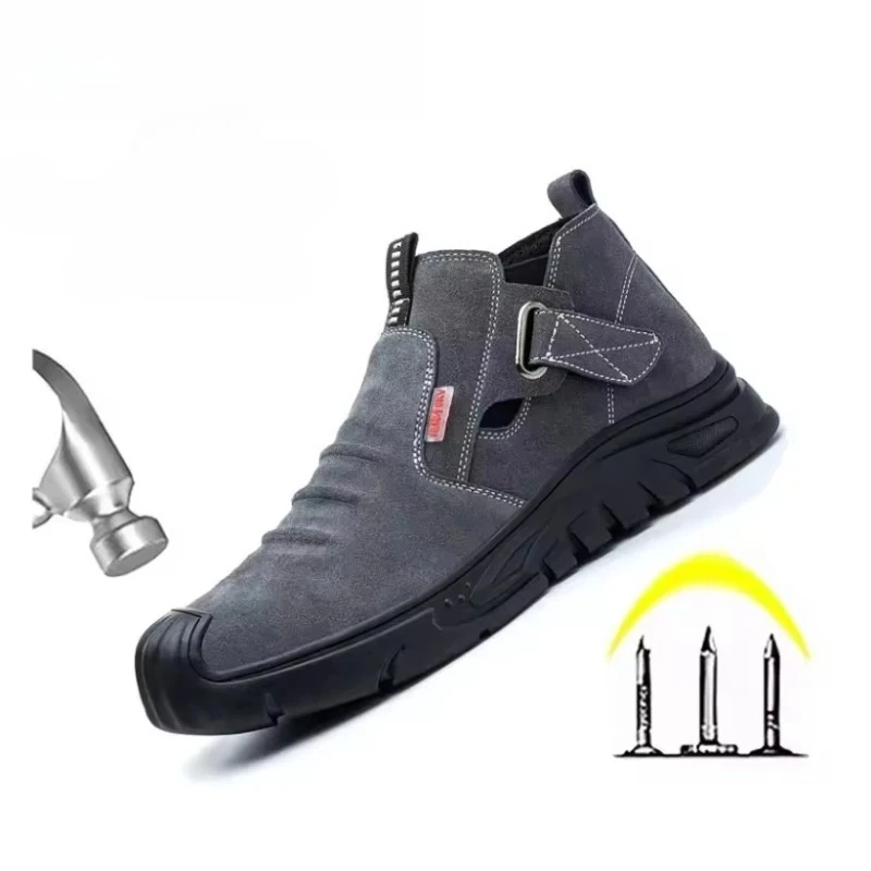 

Мужские рабочие ботинки, небьющаяся обувь для защиты от проколов, износостойкая мужская защитная обувь, неразрушимые нескользящие мужские ботинки