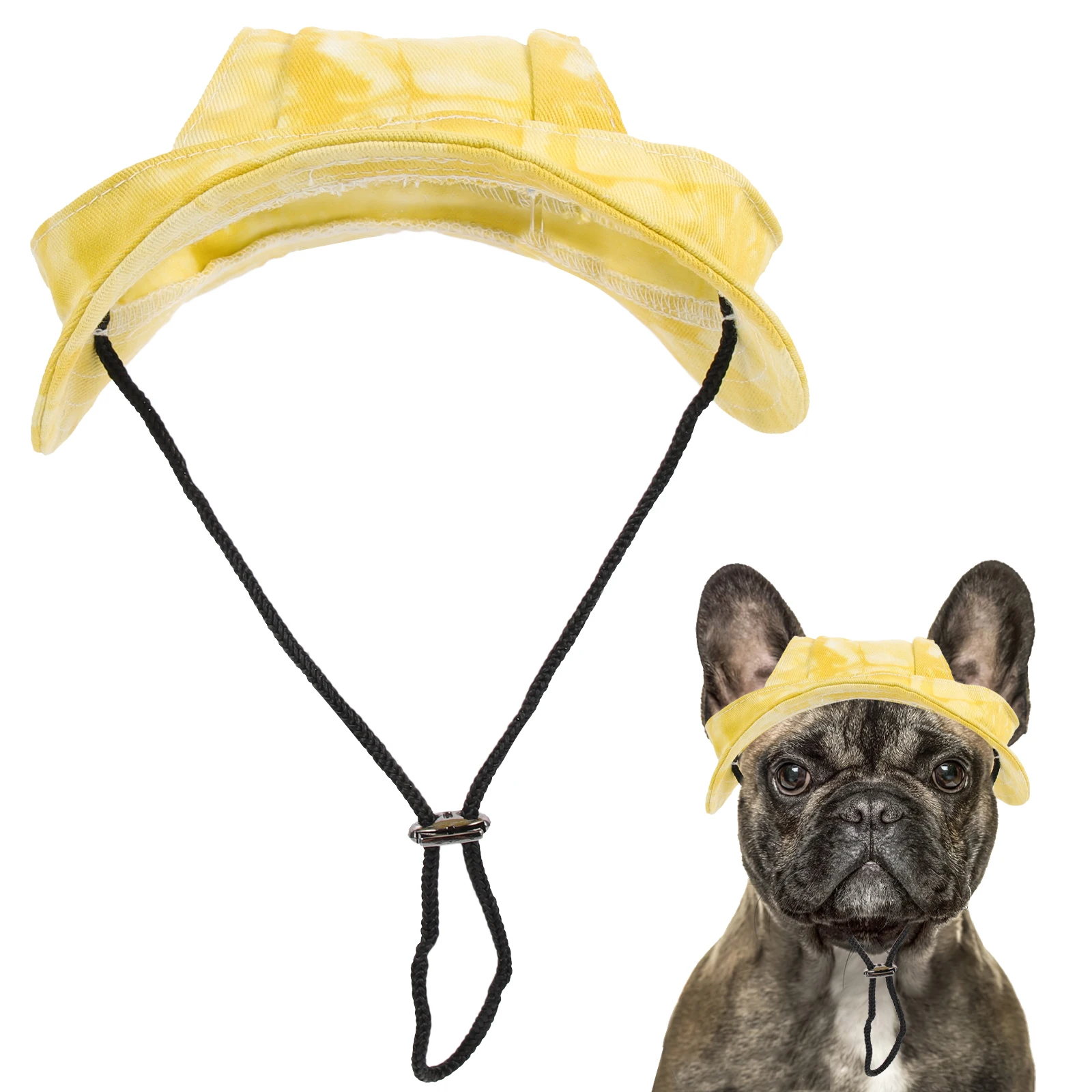 

Baseball Hat with Holes for Dogs Pet Cap Hats Puppy Small Clothing Yellow Adjustable Sun