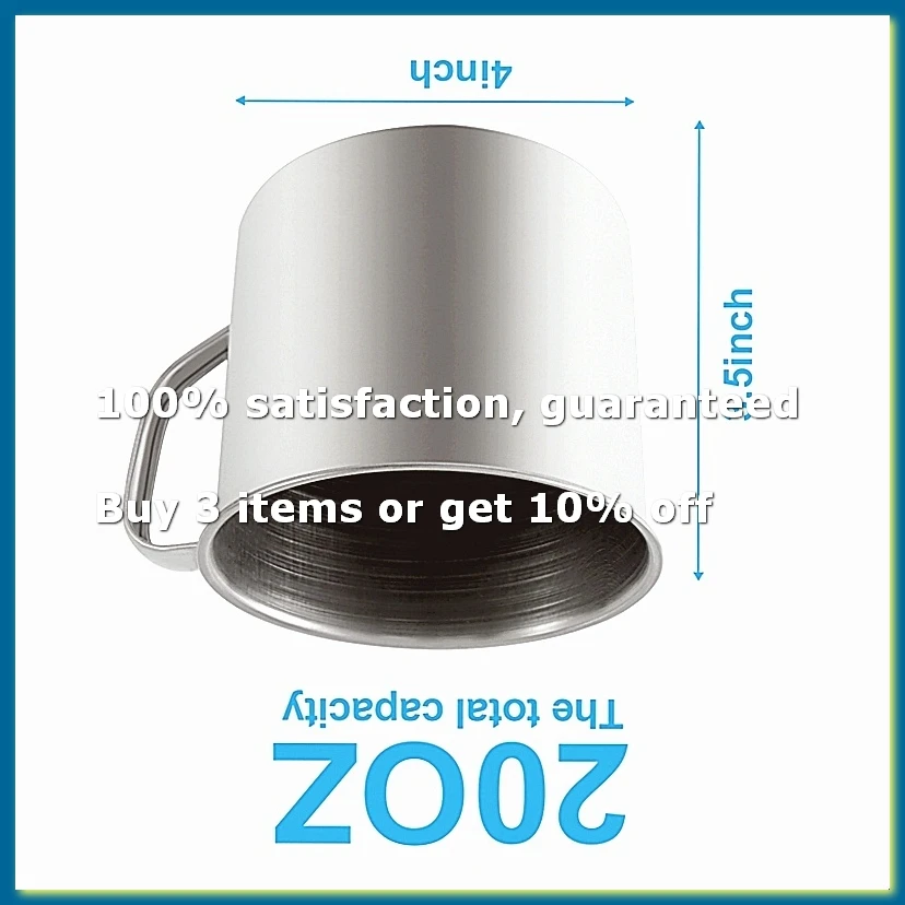 Stainless Steel Coffee Tea Mug Cup-Camping/Travel-3.5