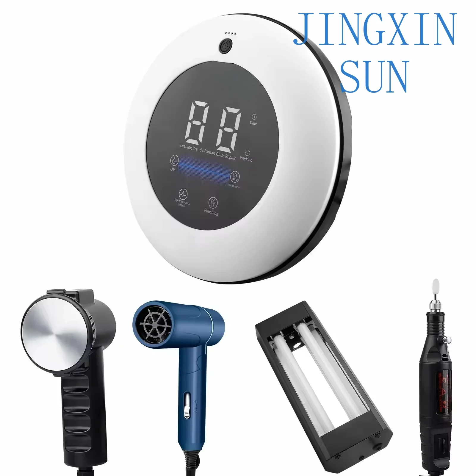 Windshield Repair Kit Efficient Glass Chip Repair Kit with Suction Cup UV Curing Light