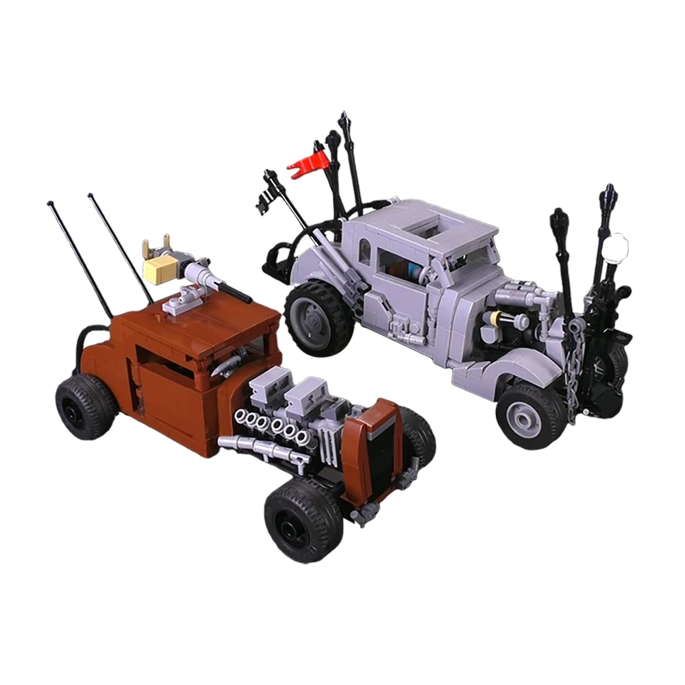 MOC Classic Movie Speed Racing Car Mad Nuxs Car and Elvis for the Madness of Maxed Series Block Creativity Brick  Birthday Toy