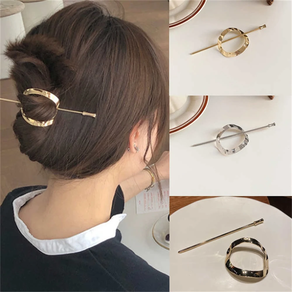 Women Simple Metal Hairpin Pearl Hair Sticks Ponytail Styling Hair Bun Fashion Alloy Hair Clip Hair Accessories