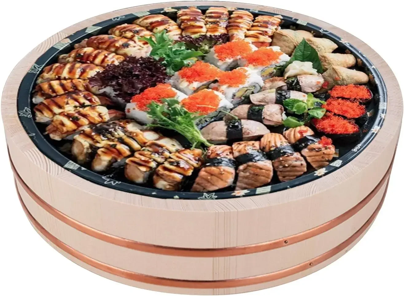 Wooden Sushi Rice Mixing Tub Sushi Rice Bowl Home Kitchen Accessory Tool for Sushi Restaurant,33x7.5cm (27x7.5cm)