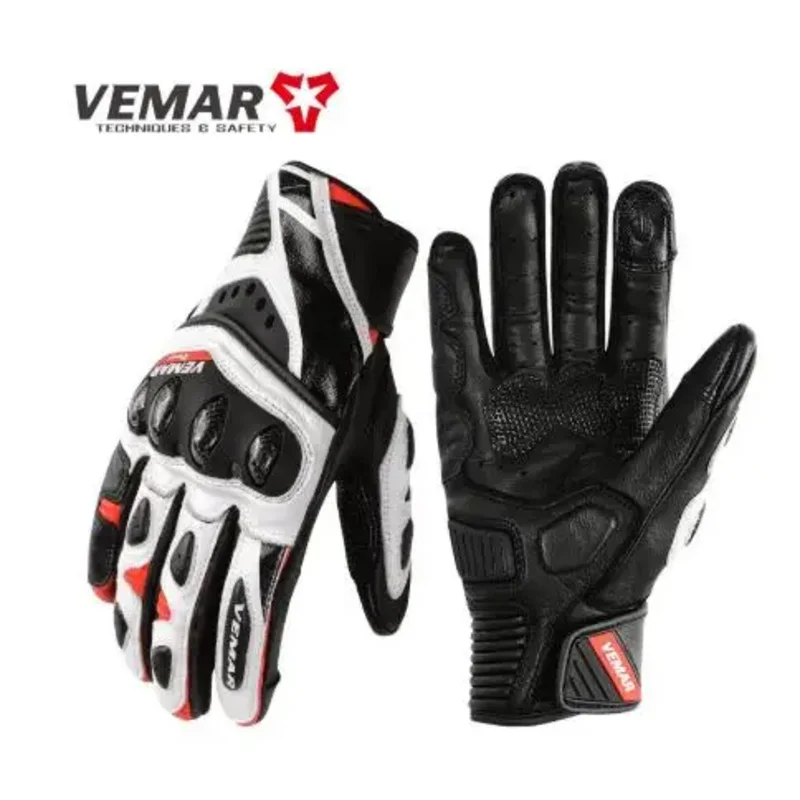 Vemar Moto Riding Gloves Leather Gloves Motorcycle Offroad Enduro Accessories Motorbike Glove Motorcyclist Men White Luvas Gift