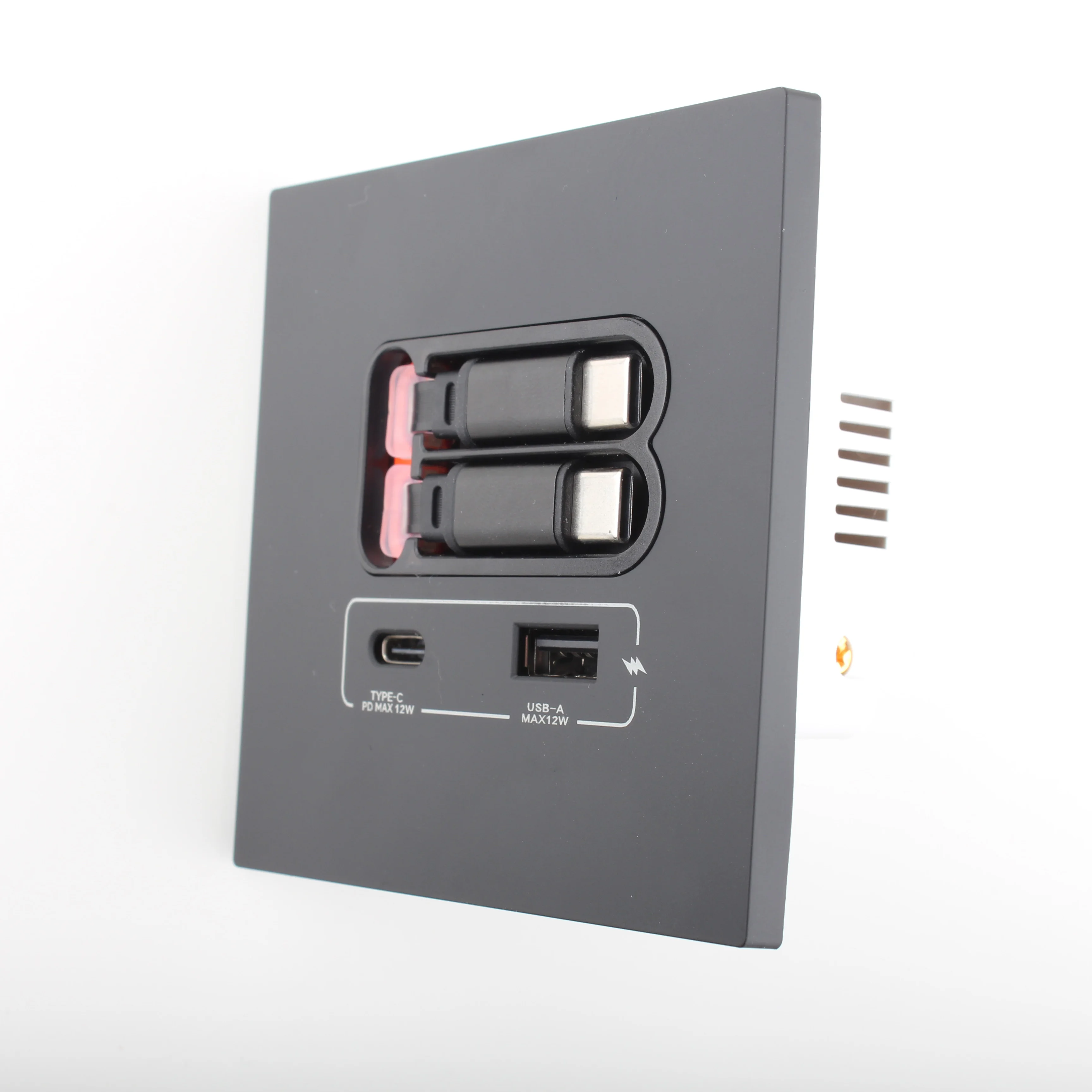 Anssin New Universal Smart Socket 12W With Dual C Retractable Cable 86 Panel Socket， Mobile Phone Charging Type C Outlet